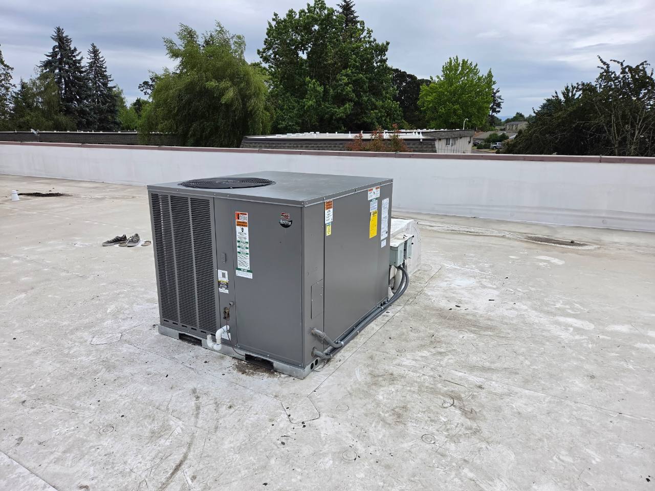 Commercial rooftop package unit installation
